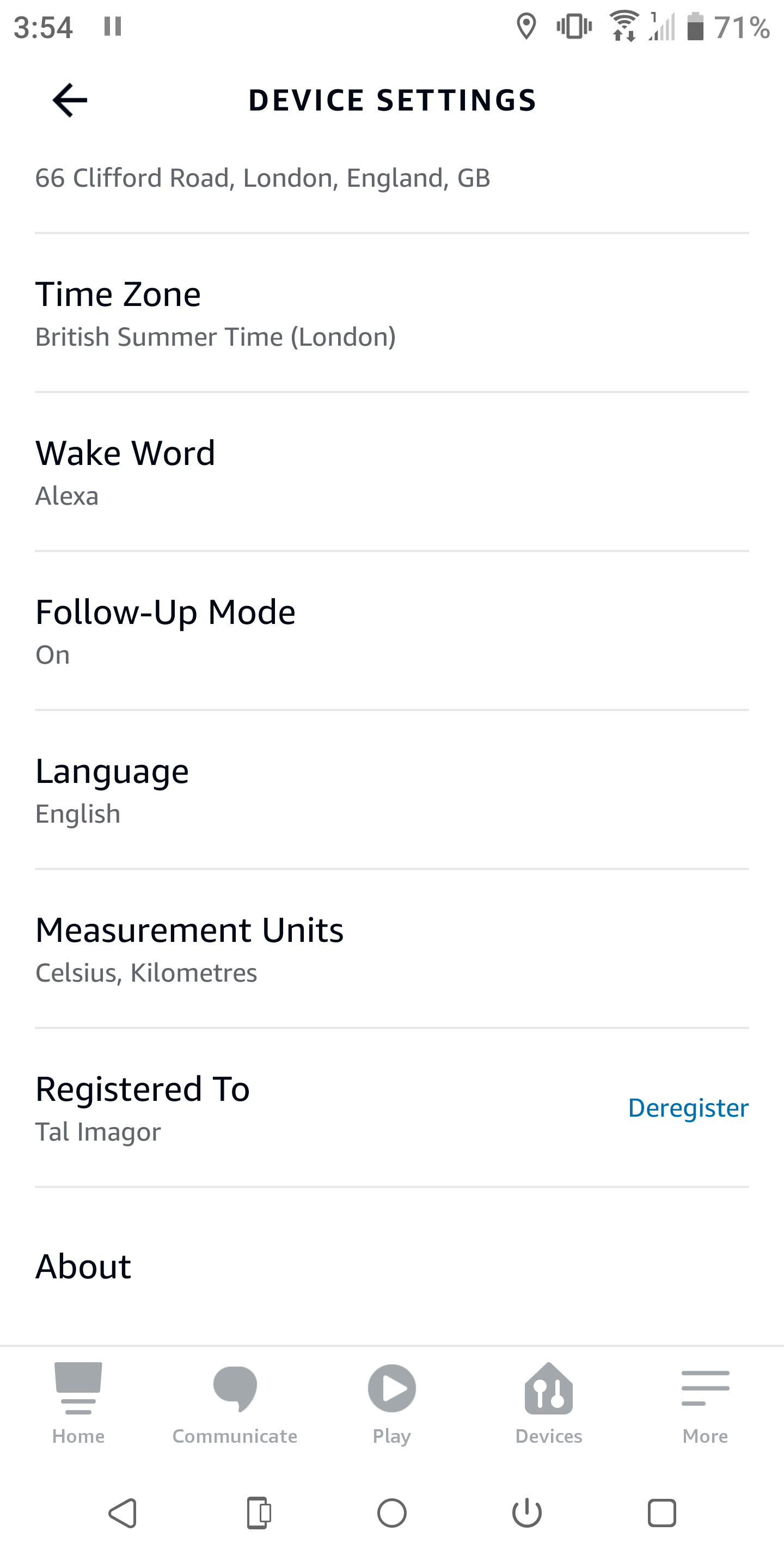 Alexa app registered