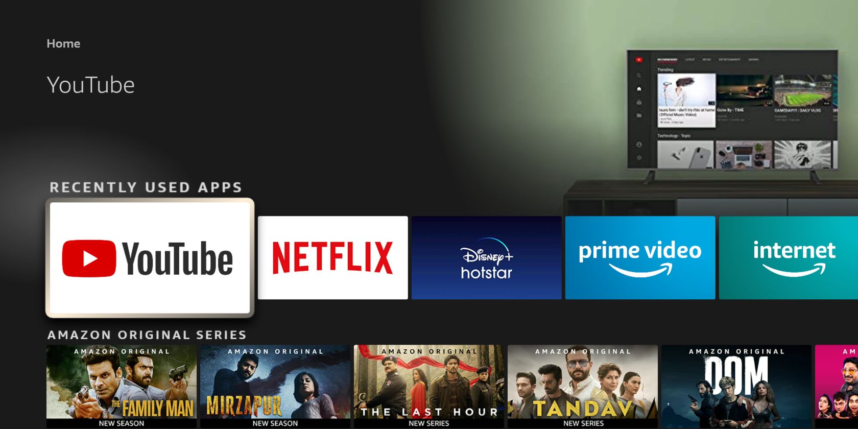 Amazon Fire TV home screen