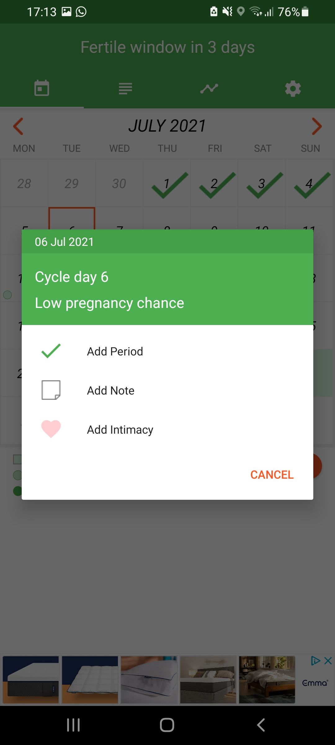 Add notes to the Amelia Period App 