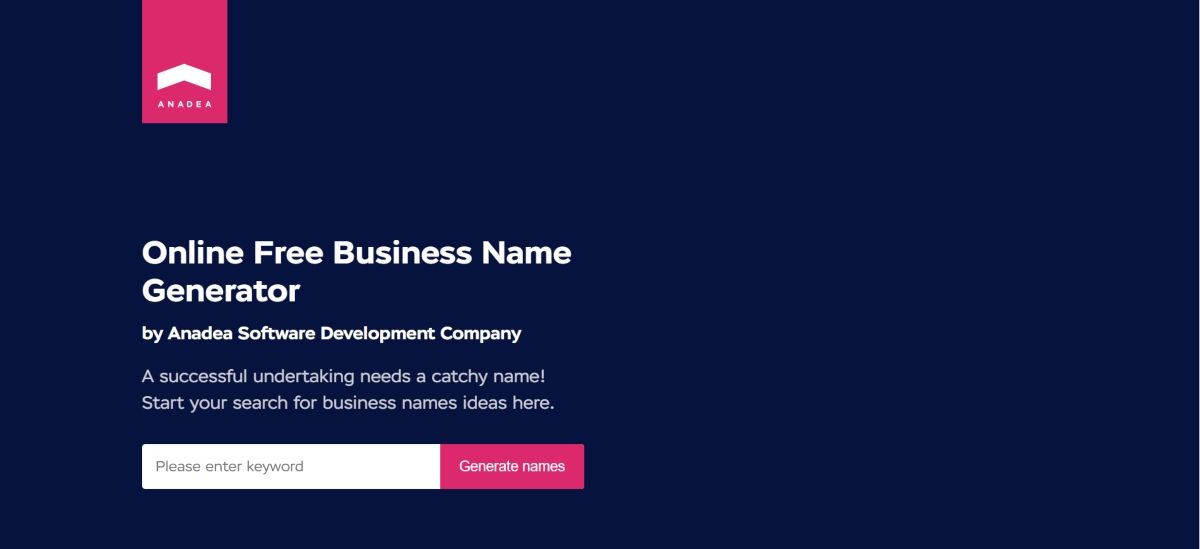 Generate a name for your business with Anadea