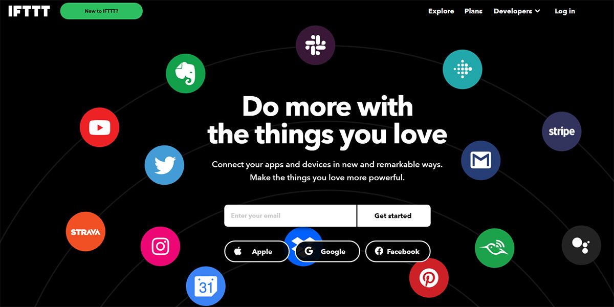 The web app visualization of the IFTTT social media profile management tool