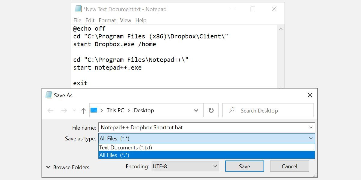 Batch File Shortcut File - Come avviare più programmi con un collegamento in Windows 10
