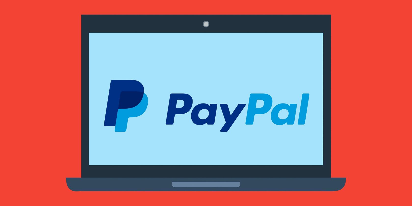 A graphic of the PayPal logo on a laptop