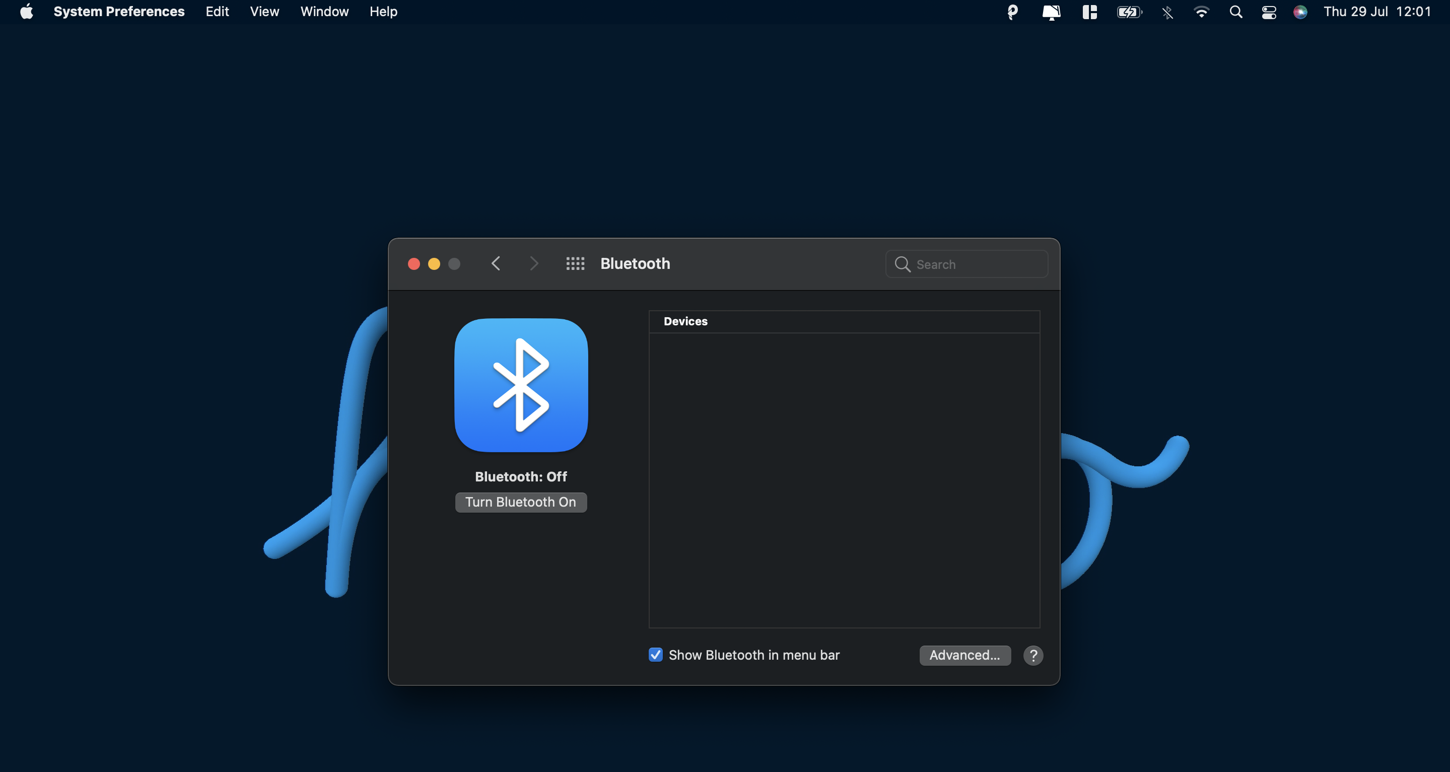 Screenshot of Bluetooth settings on Mac.