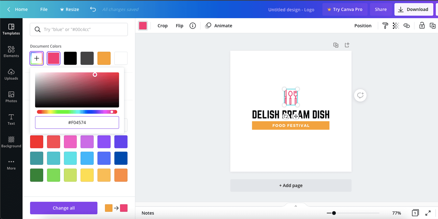 Canva color picker