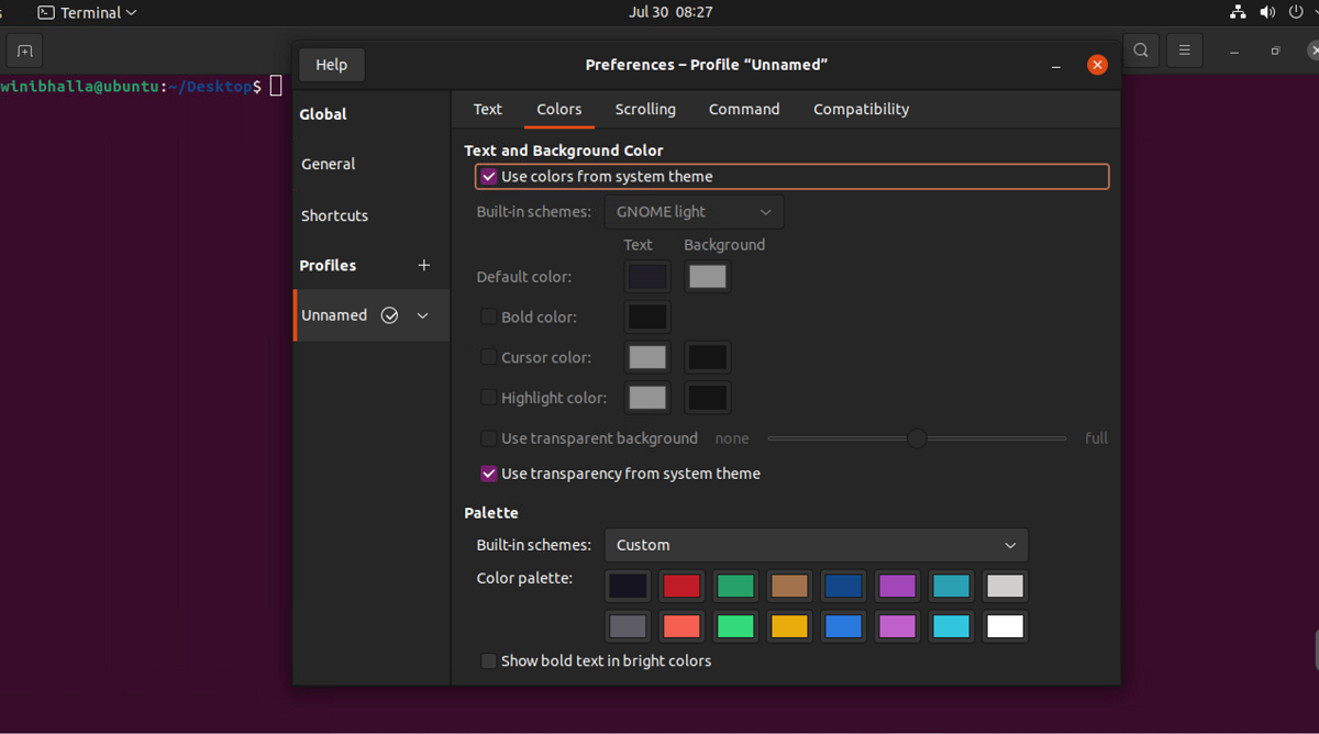 Color Palette Linux