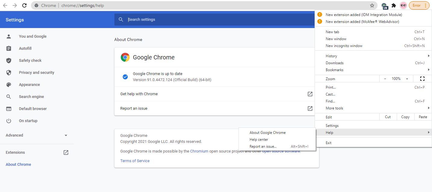 Chrome version 8