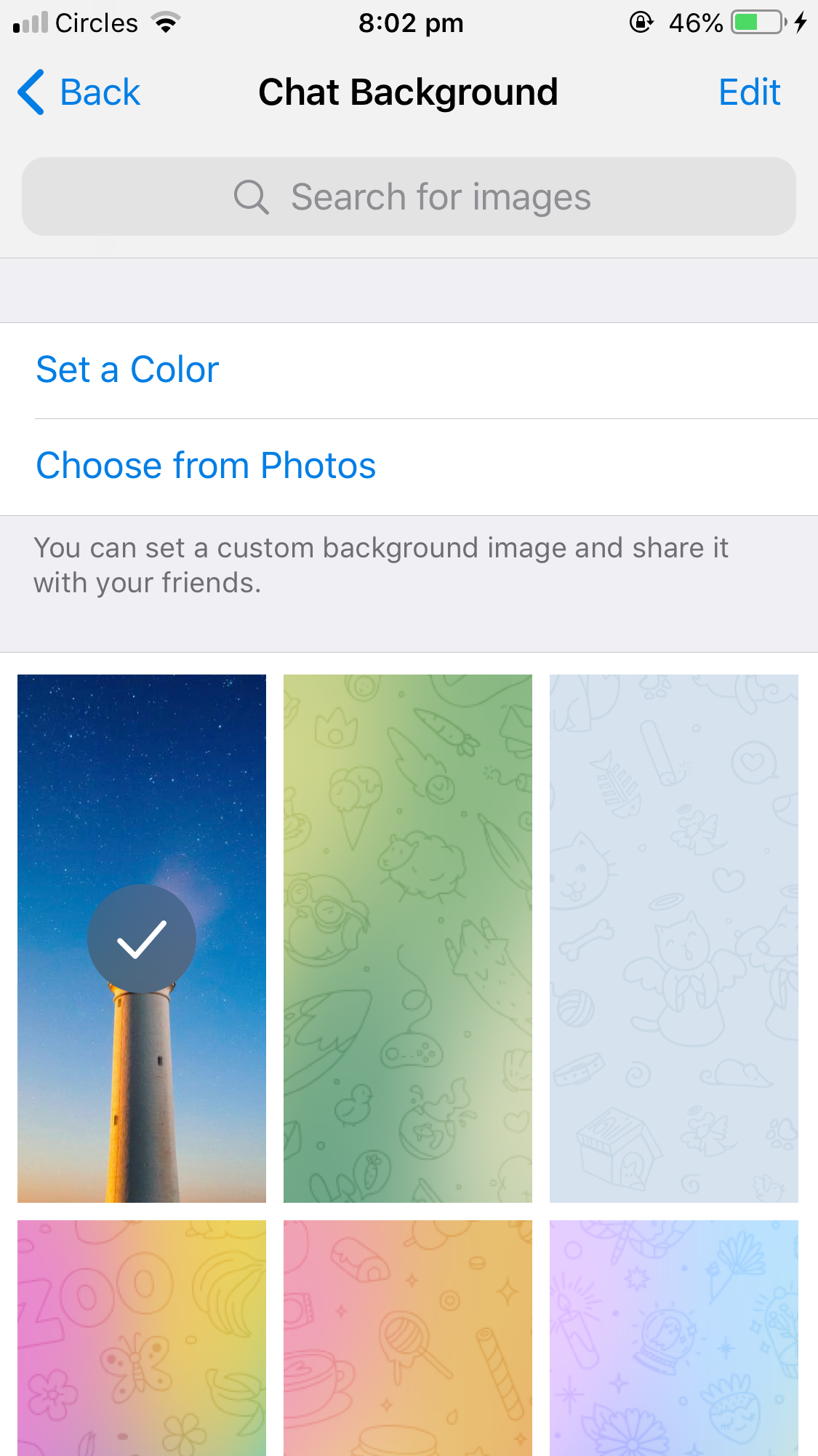 Choosing A Chat Background in Telegram in iPhone