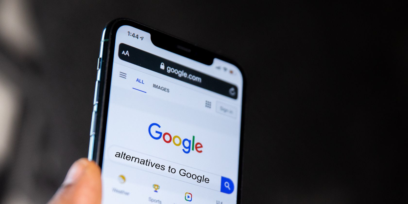 Google on an iPhone searching for alternatives