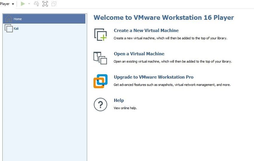 Select Create a New Virtual Machine inside VMware