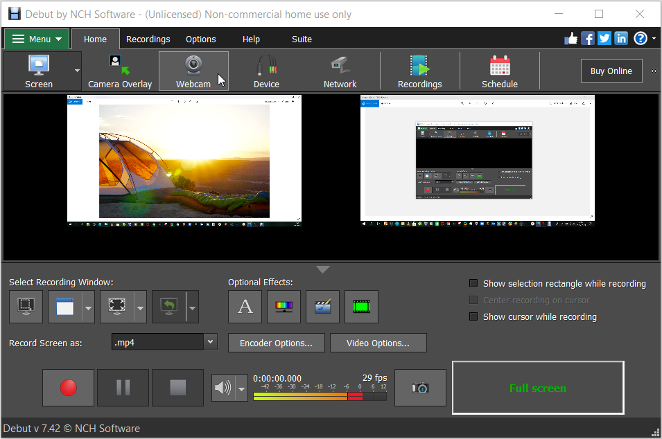 Debut by NCH Software webcam screenshot - Le 9 migliori app per webcam per Windows