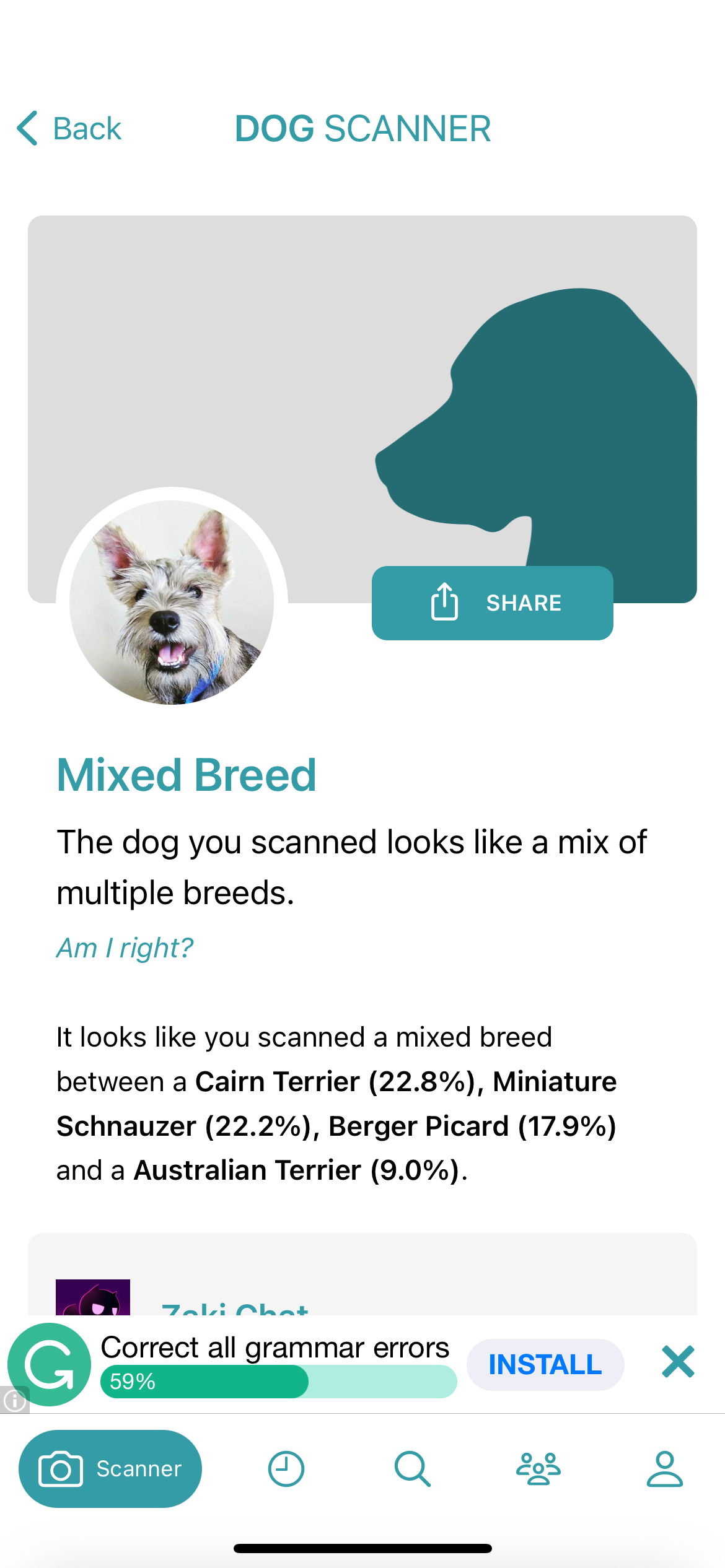 Dog Scanner mixed breed description