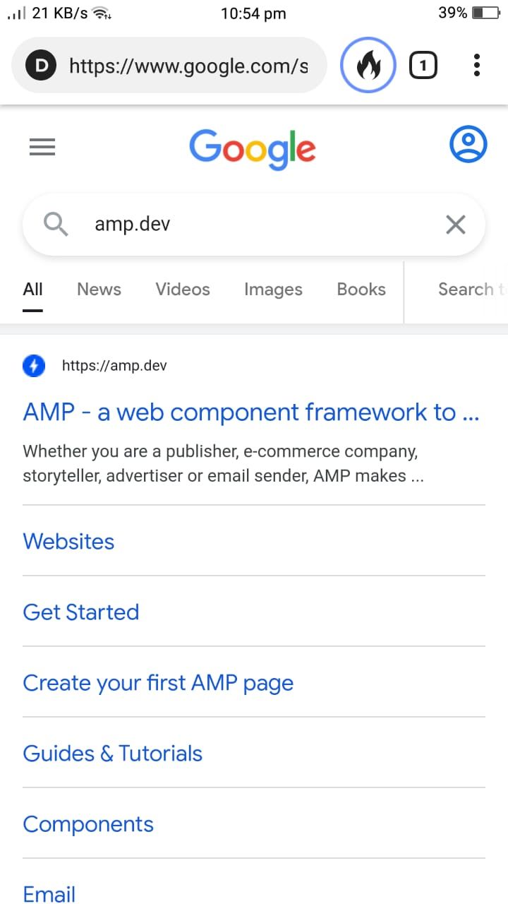 Duckduckgo Browser - Non-AMP Search Result