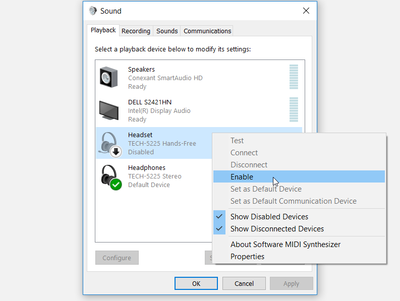 Enabling External Audio Device Via Control Panel - 9 modi per risolvere un jack audio che non risponde in Windows