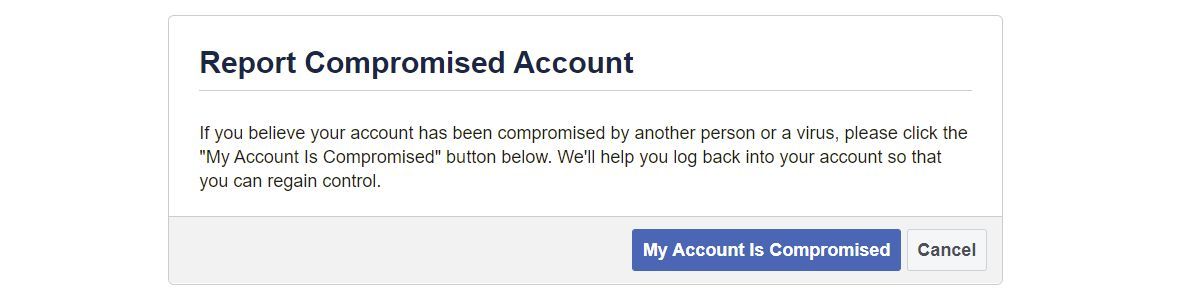 Сообщить о взломанном аккаунте Facebook