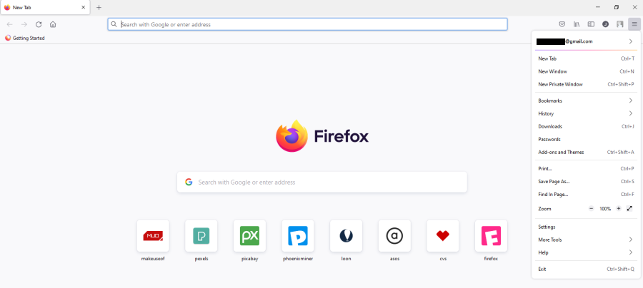 Firefox 2SA click menu tap account