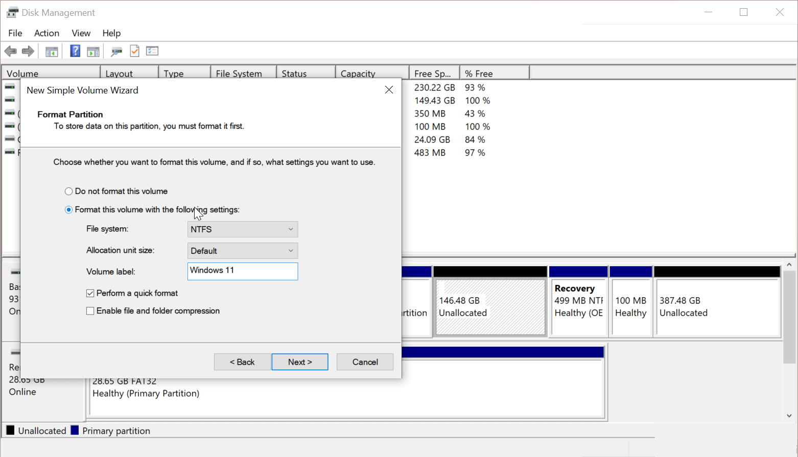 Format partition 2 - Come eseguire il dual boot di Windows 11 con Windows 10