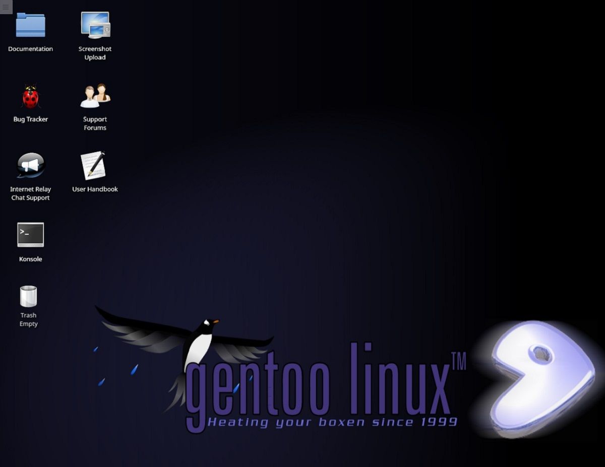 Écran du bureau Gentoo Linux