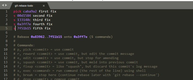 Git-Tutorial für Fortgeschrittene - Git rebase interactive file squashing commits