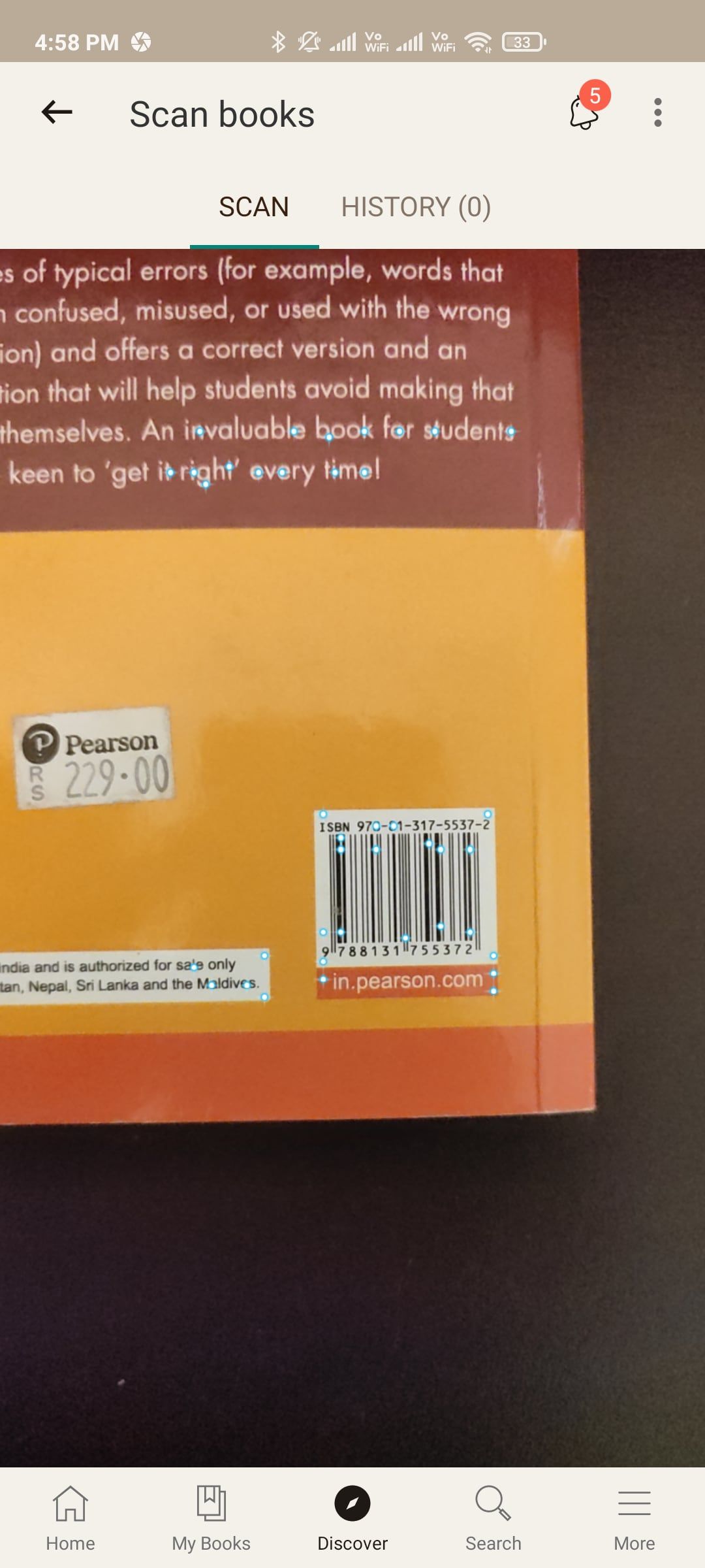 Scanning barcode in Goodreads