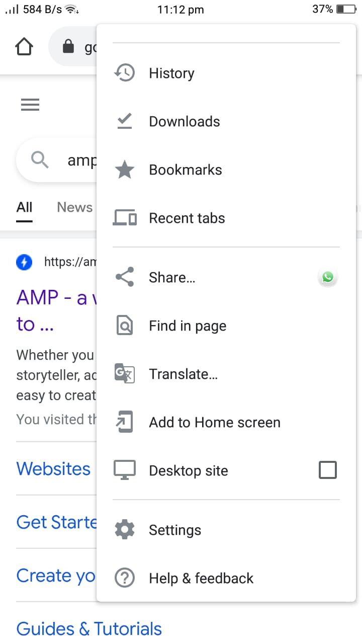 Google Chrome - Option to Switch to Desktop Site