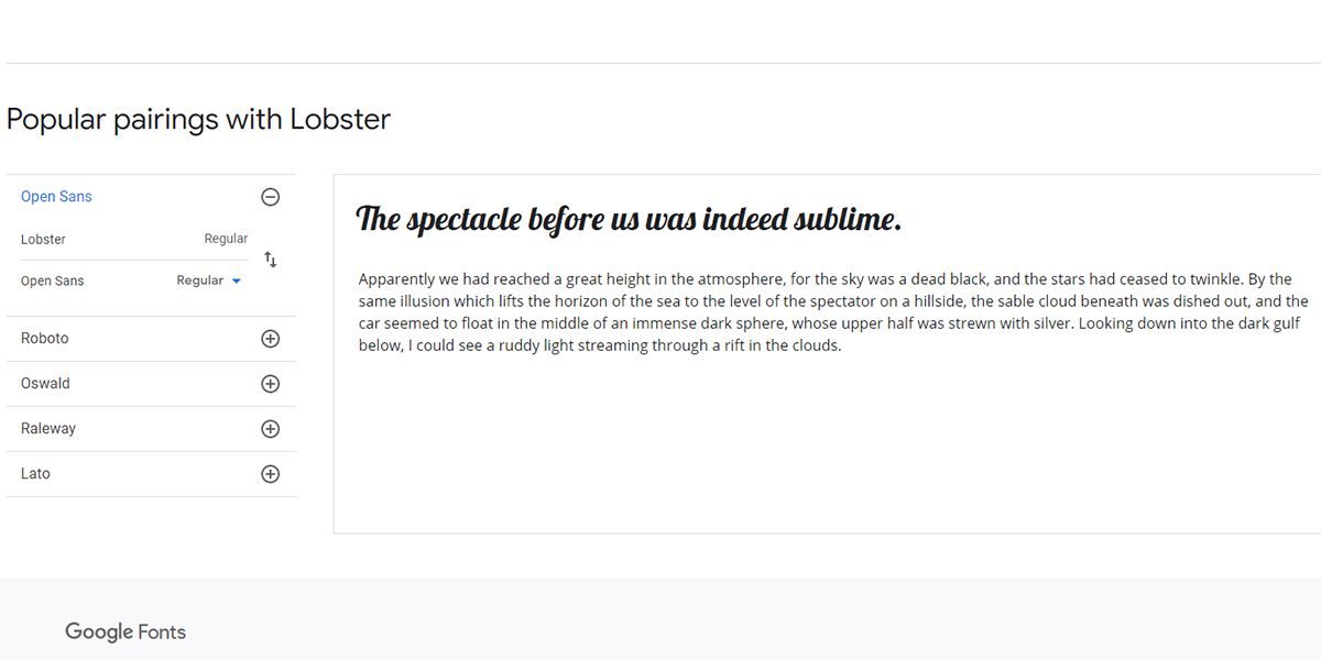 Image showing Lobster & Open Sans Regular font pairing