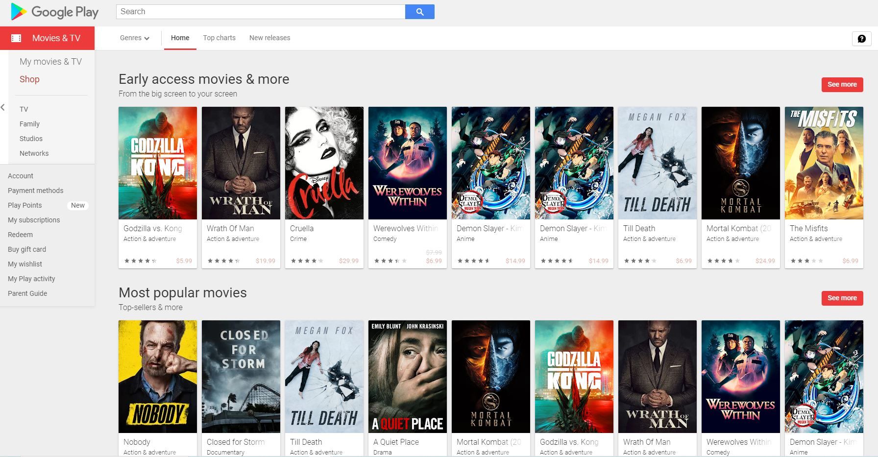 Google Play Movies Rental Store Screenshot