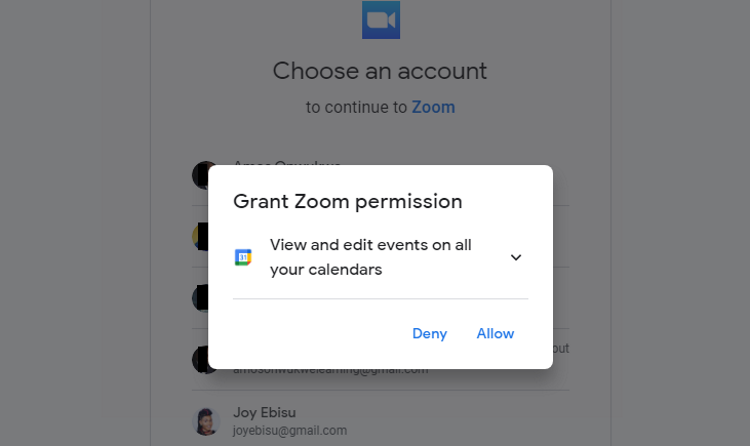 Grant Zoom permission