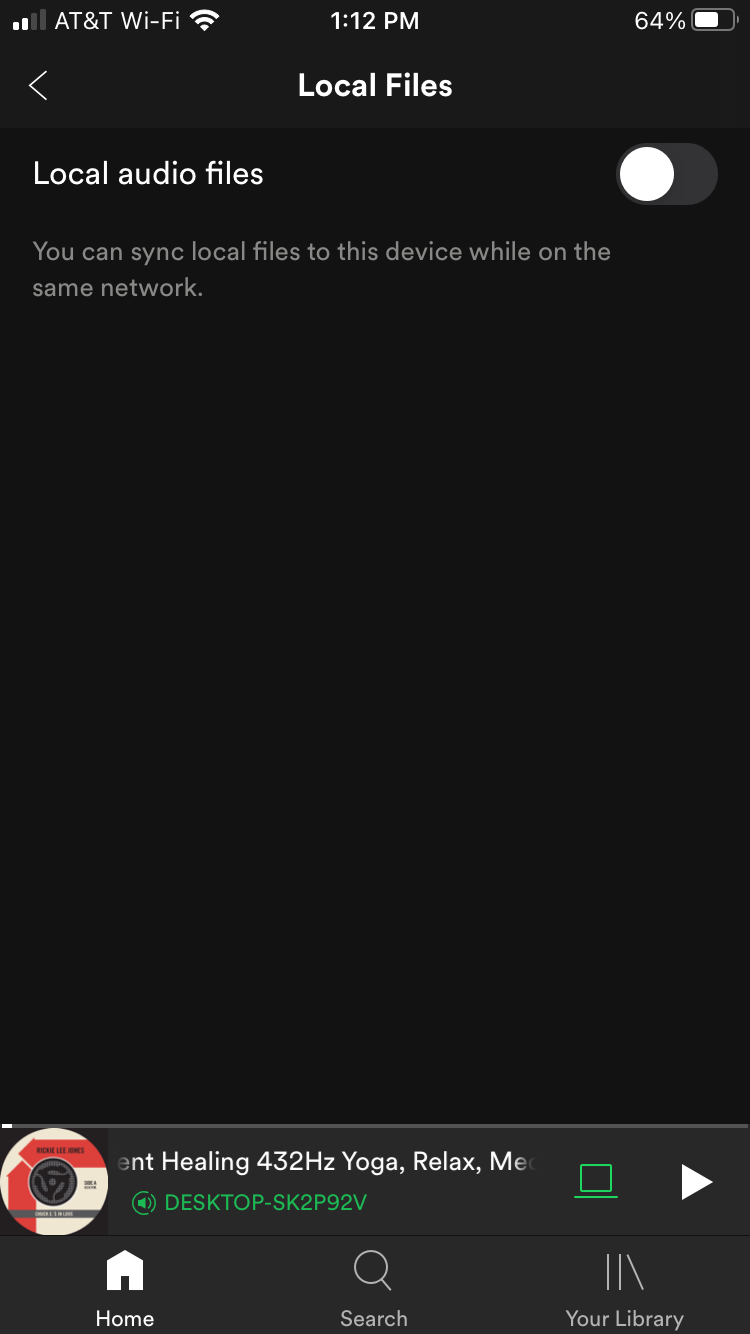Turning on local files in Spotify mobile app