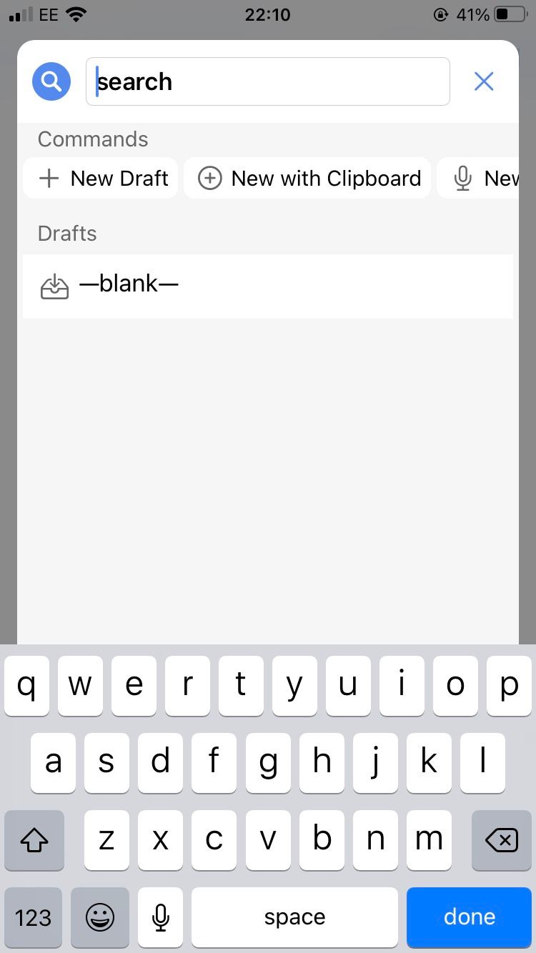 drafts ios search
