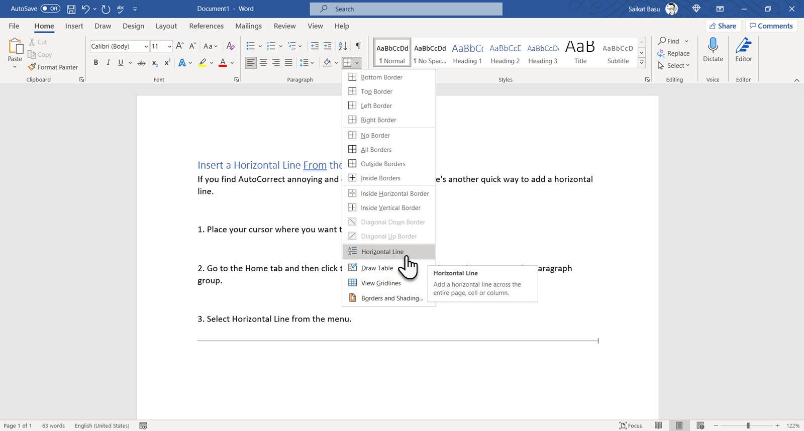 How to Insert a Horizontal or Vertical Line in Microsoft Word How to Insert a Horizontal or Vertical Line in Microsoft Word