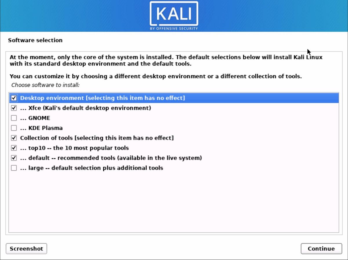 Install the essential software to launch Kali