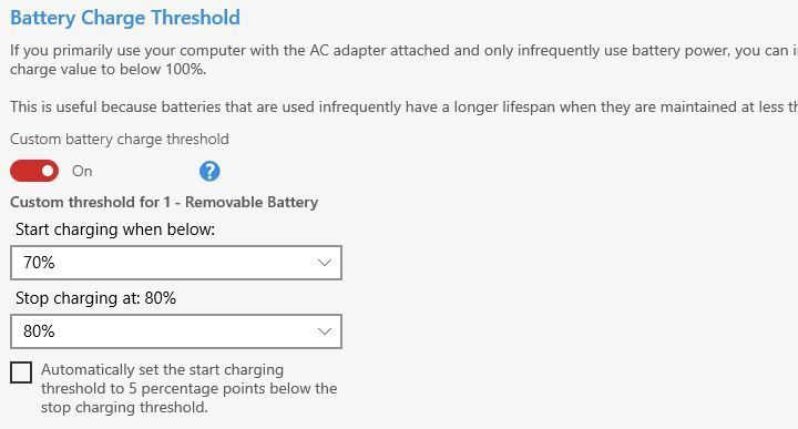 Lenovo Vantage Battery Charge Percentage