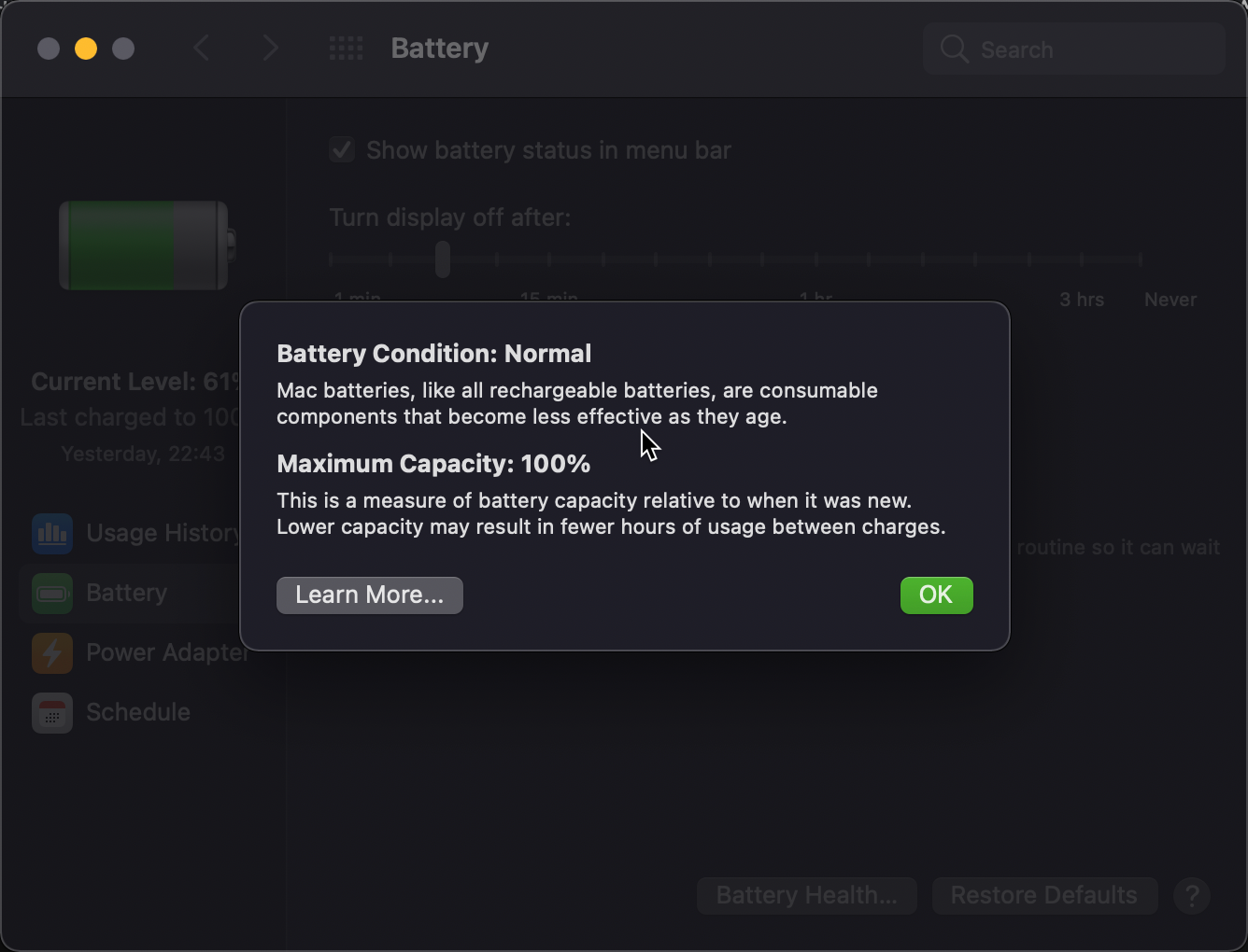 Mac Battery Condition Info