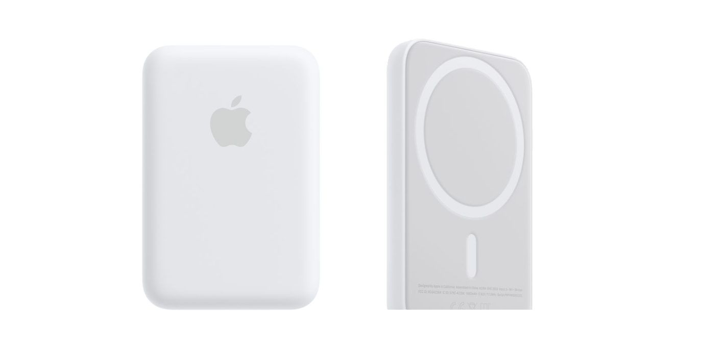 Close-ups of the front and back of Apple's new MagSafe Battery Pack.