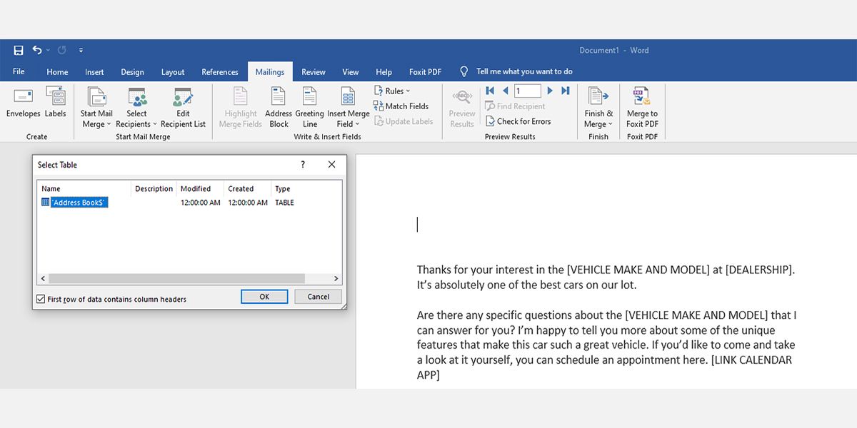 do a mail merge with word and excel for mac