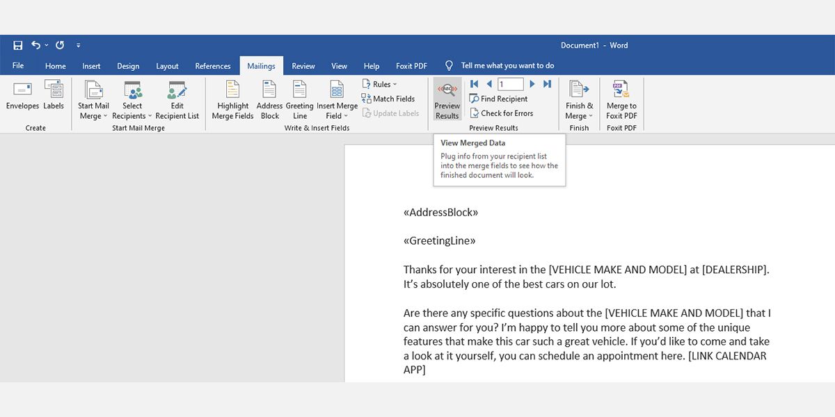 So erstellen Sie einen Seriendruck in Word - Mail Merge Word 16 01