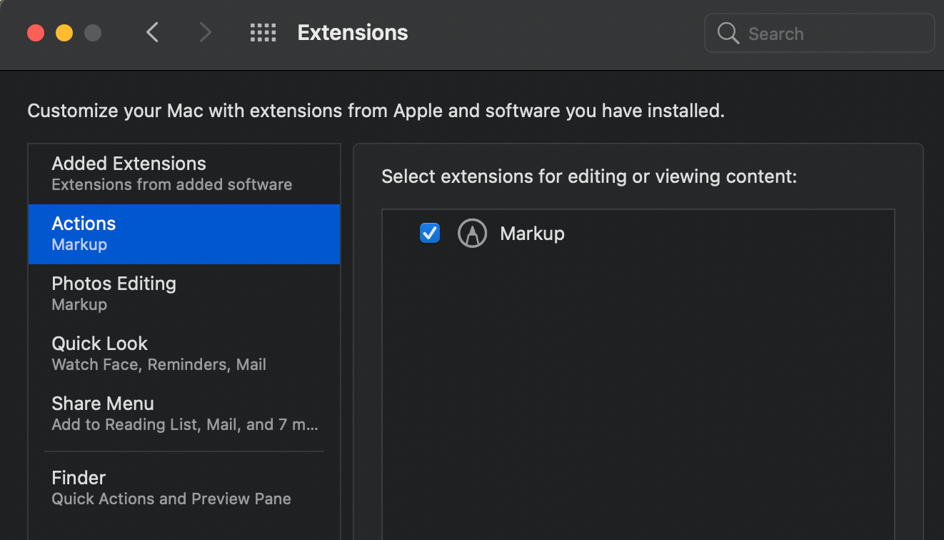 Markup as an Extension on Mac