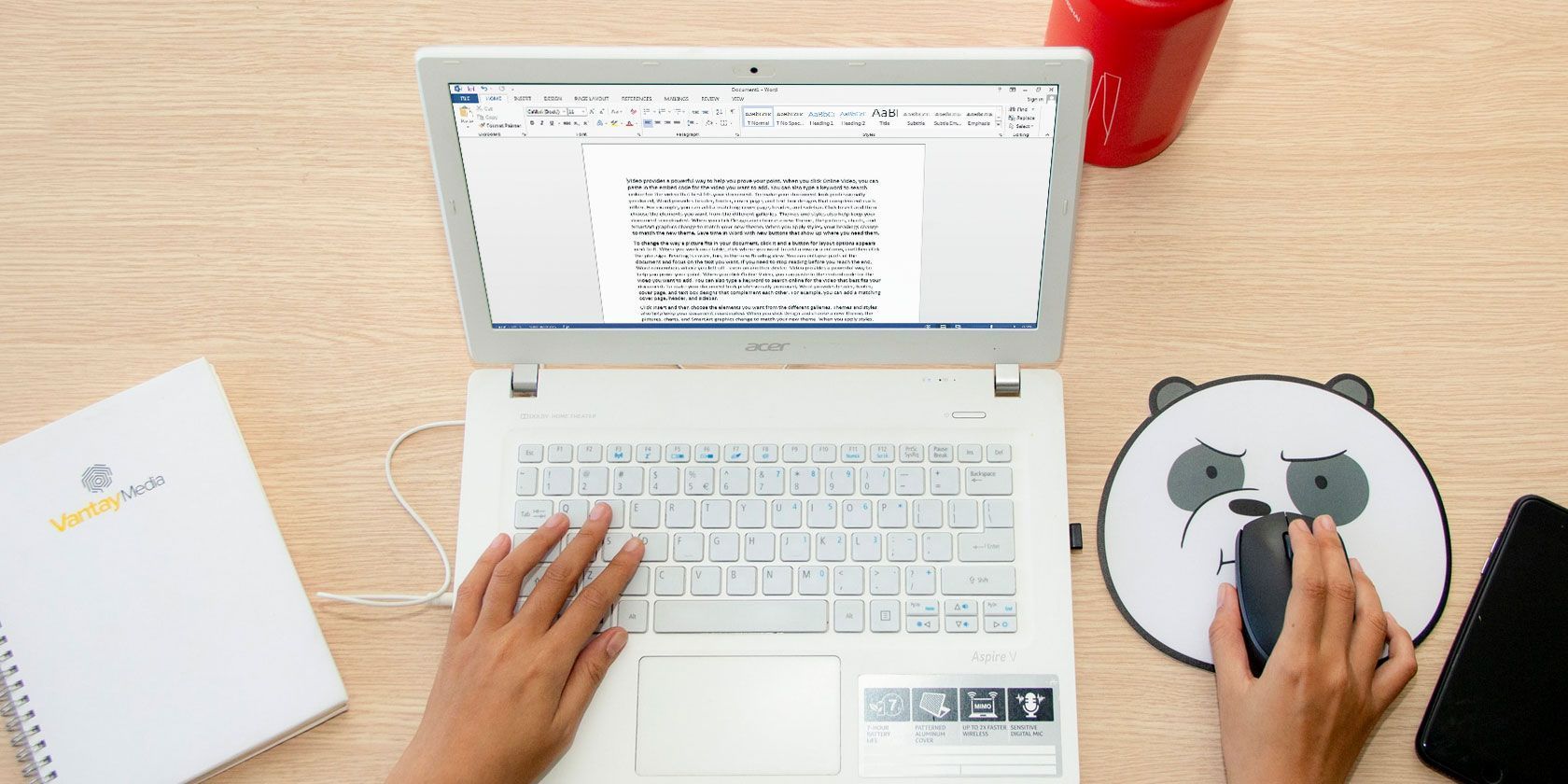 Microsoft Word on laptop