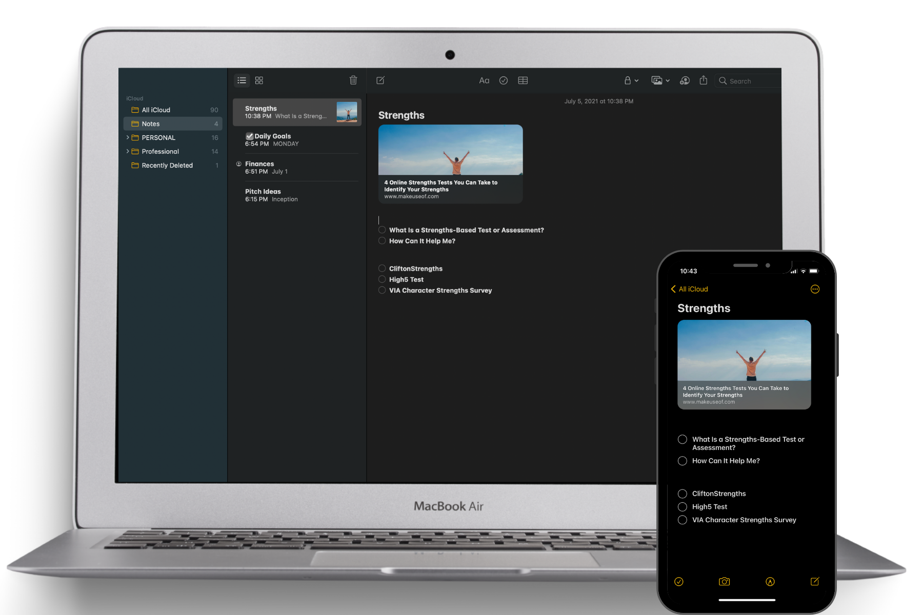 So verwenden Sie Apple Notes als Recherchetool - Notes on Mac and iPhone Customized Image