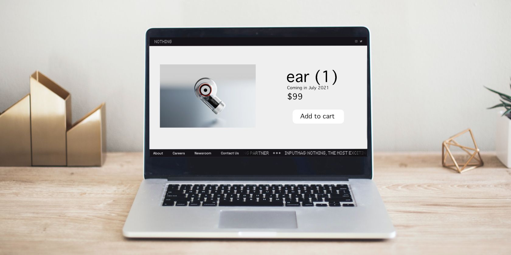 Conceptual design of Nothing's retail page for the ear (1) earbuds.