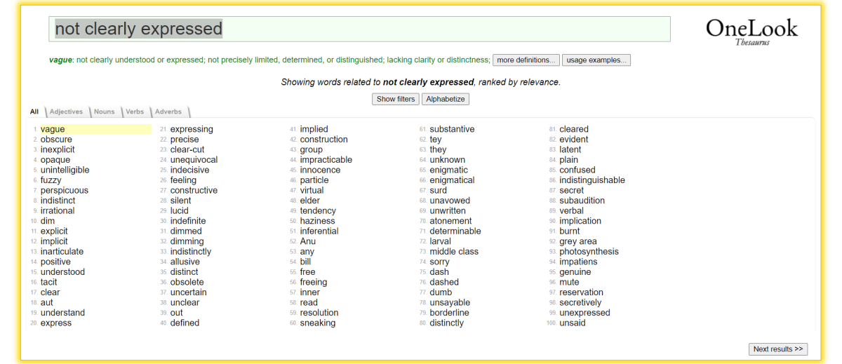 Search your word on One Loko Reverse Dictionary