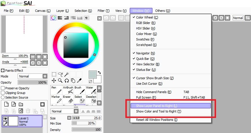 PaintTool SAI choosing the side of columns