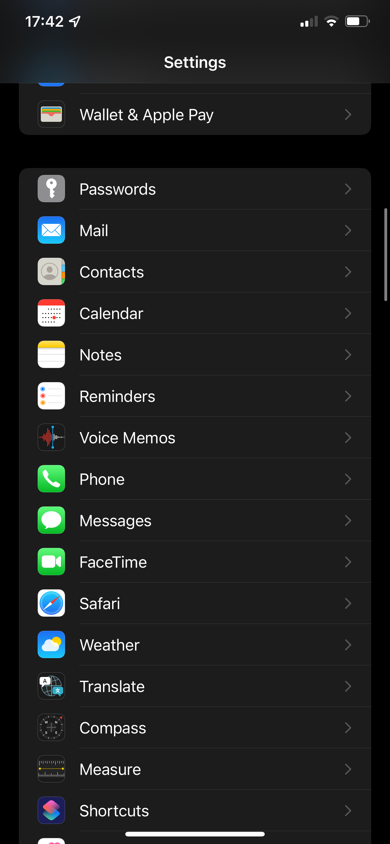 Screenshot of Passwords in iOS Settings.