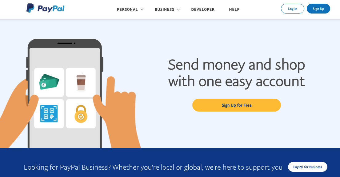 PayPal website screenshot - Come usare PayPal: una guida per principianti