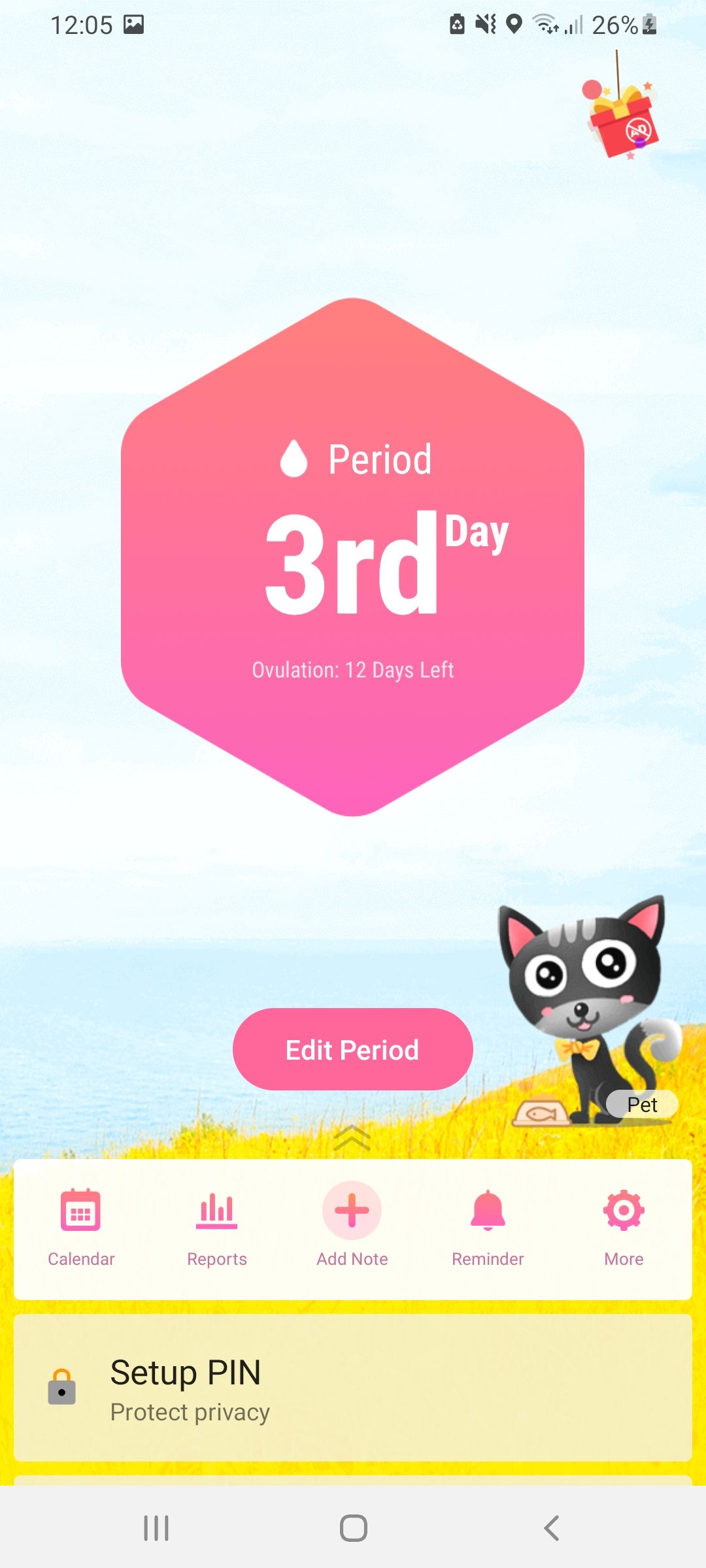 Home page of free Ovulation and period tracking app