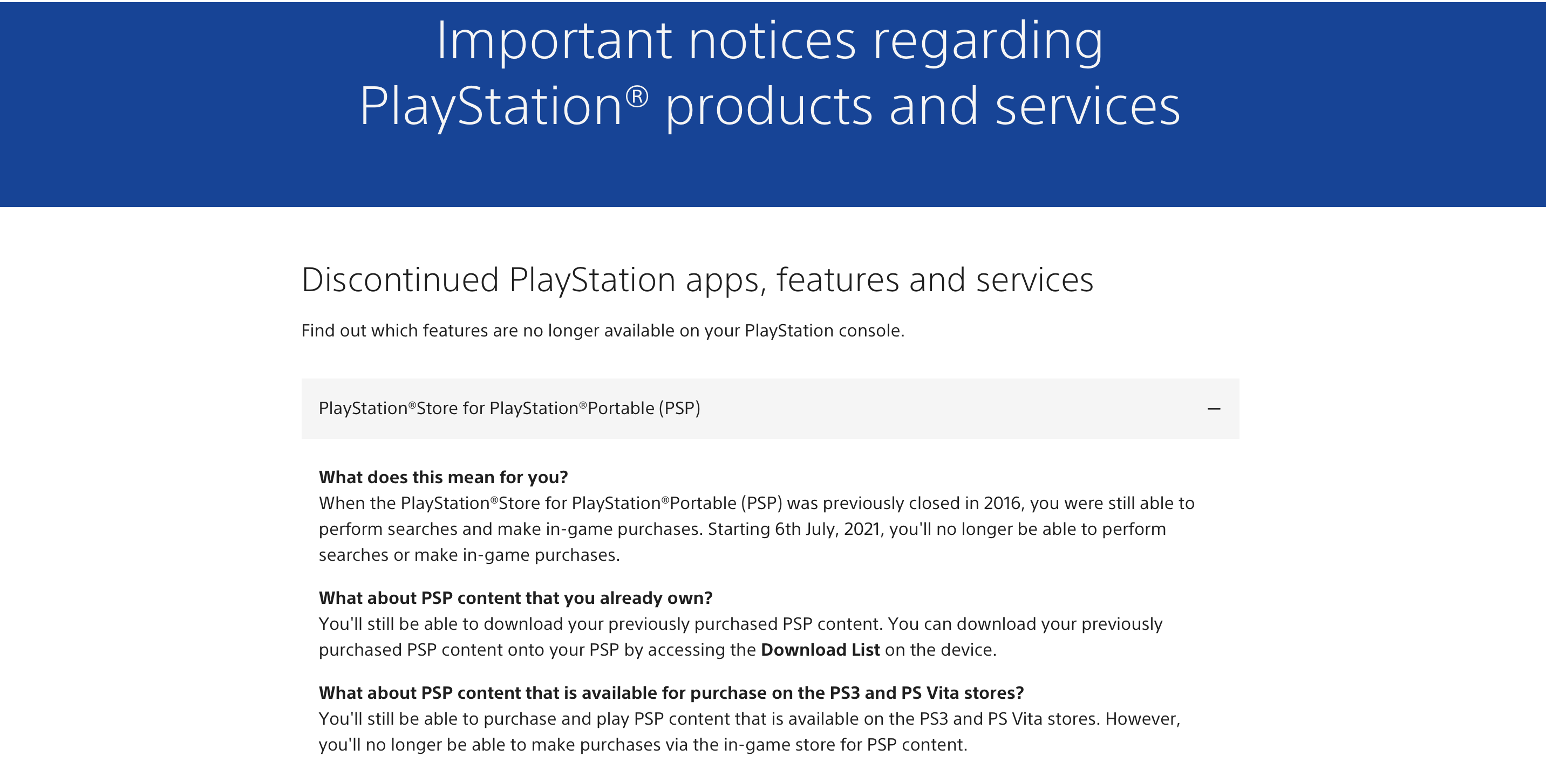 PSA: PSP-Spiele können Sie immer noch in Sony Stores kaufen - PlayStation Notice Screenshot e1625247361659