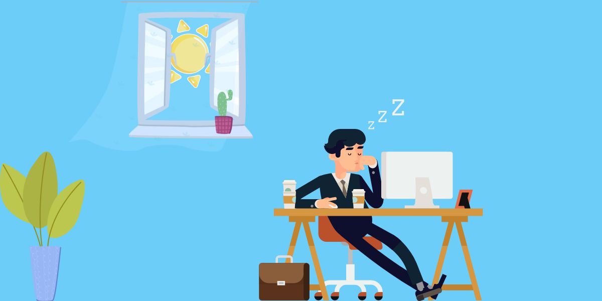 Illustration of morning and employee feel dizzy