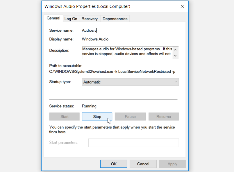 Restarting the Windows Audio Services - 9 modi per risolvere un jack audio che non risponde in Windows