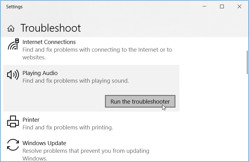 Running the Playing Audio Troubleshooter - 9 modi per risolvere un jack audio che non risponde in Windows